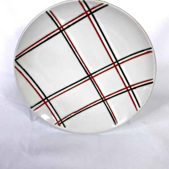 Hearth & Hand Magnolia Set of 2 Plaid Appetizer Plates Black Red Holidays NEW - Picture 7 of 11